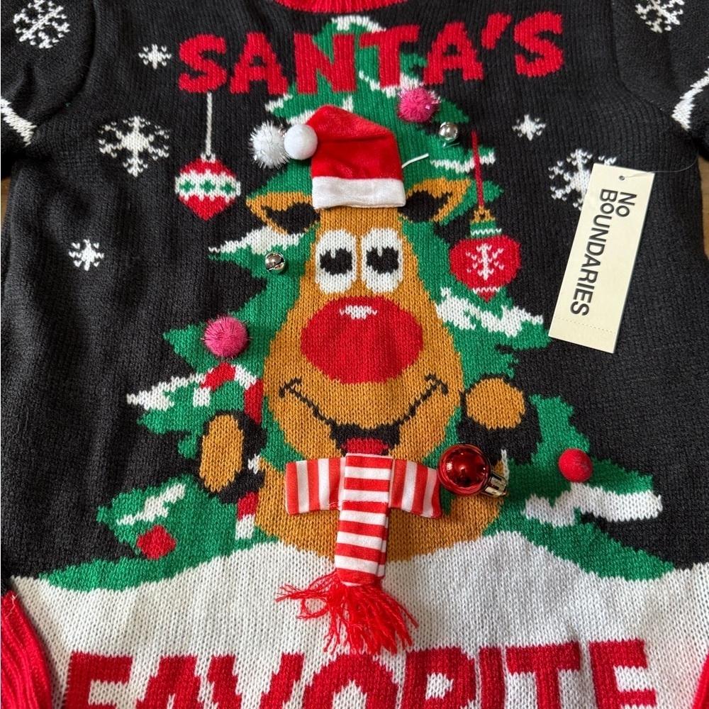 Brand New Santa’s Favorite Ugly Christmas Sweater Reindeer Tree Women’s Sz S - Picture 2 of 10